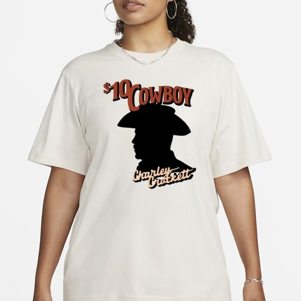 10 Cowboy Charley Crockett Silhouette Graphic T-Shirt Western Music Fan Casual05